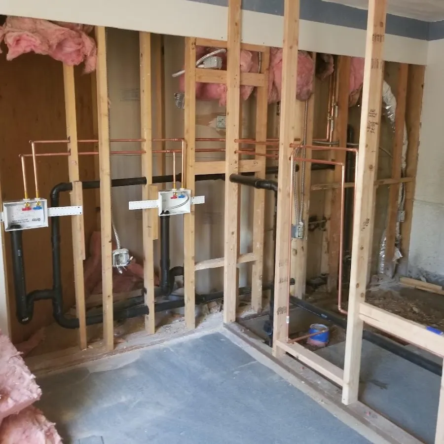 Copper pipe rough-in and plumbing installation in Watertown